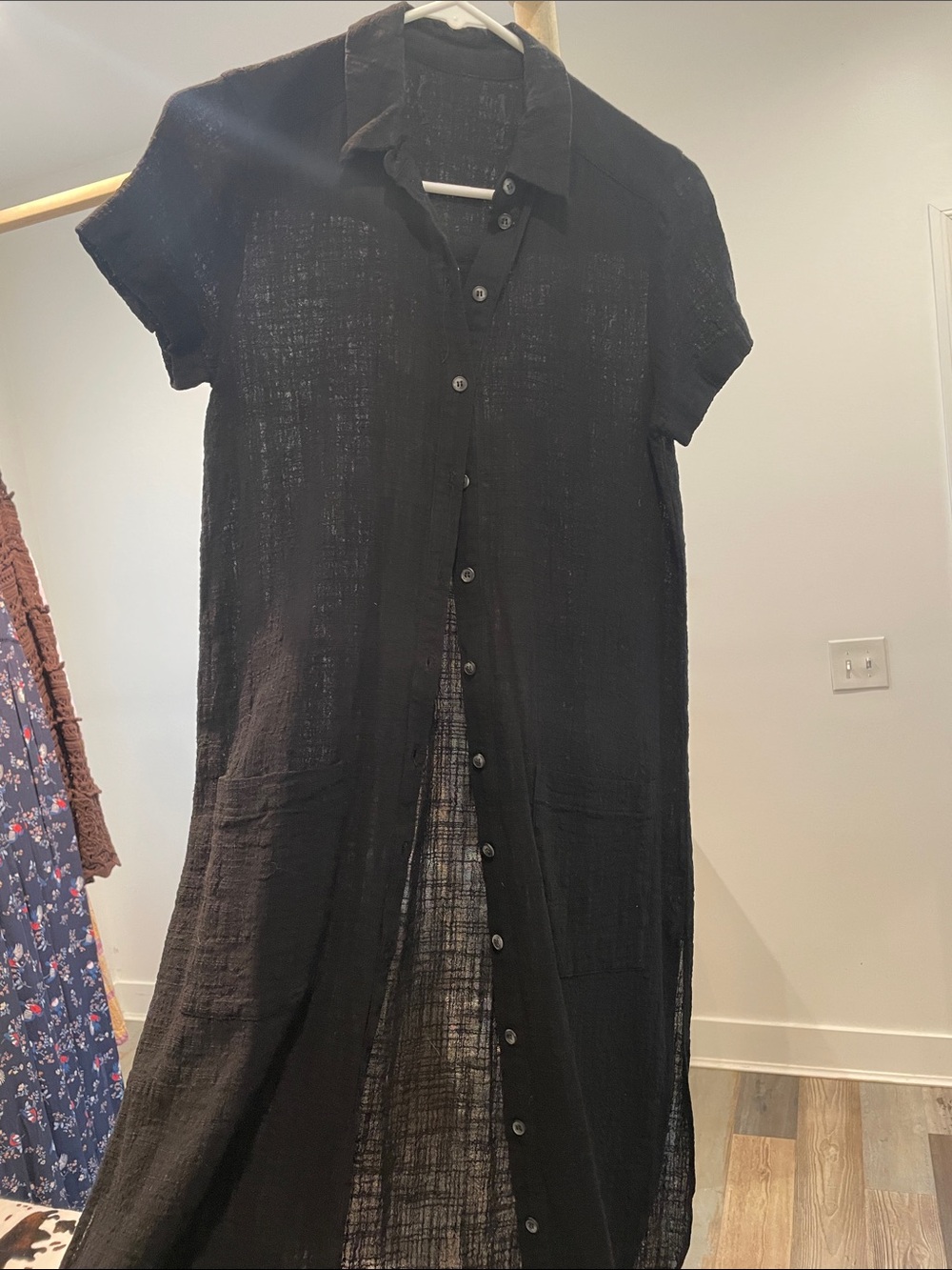 Rails Black Button-Front Midi Dress